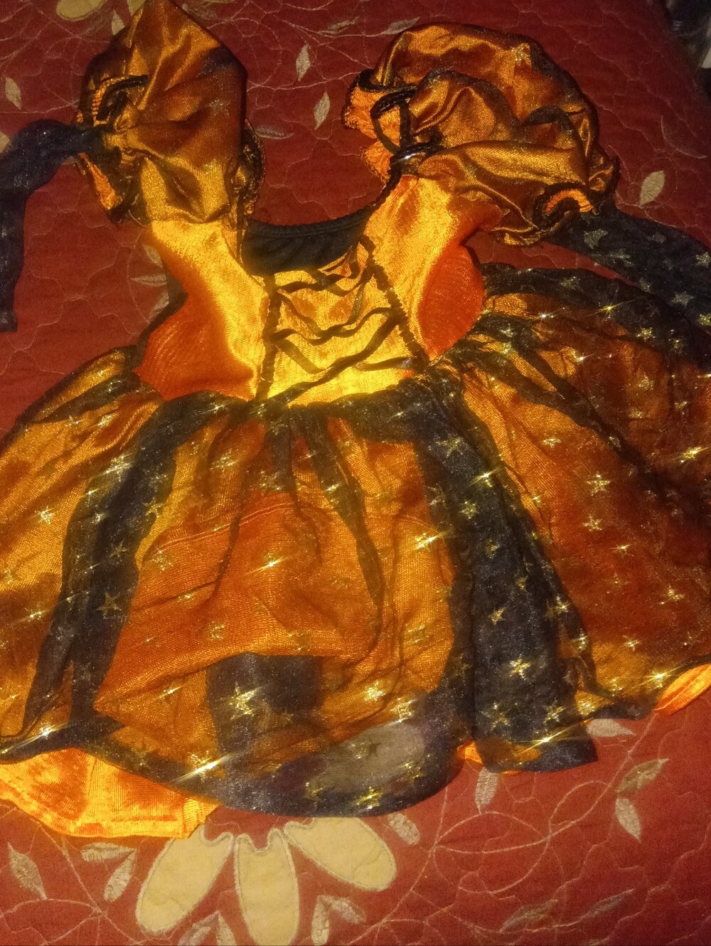 Orange and Black Starry Kids Costume Dress - Witch Costume